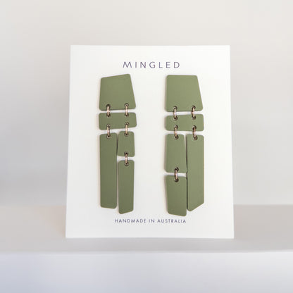 PILA Statement Earrings - Olive - Mingled