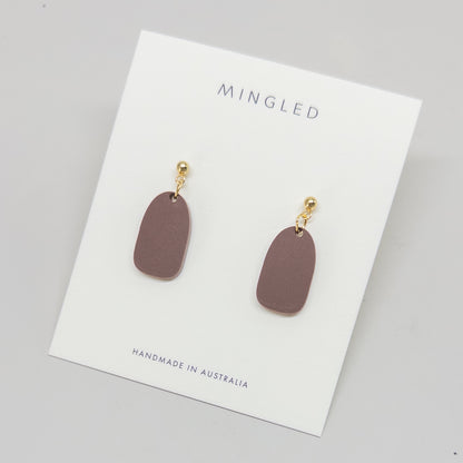 Clio Earrings - Matte Nutmeg Brown - Mingled