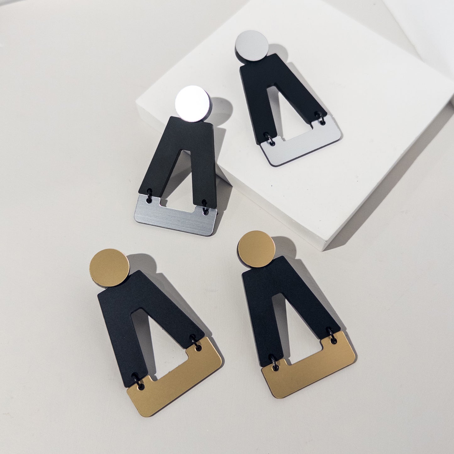 Tempio Silver and Black Statement Earrings