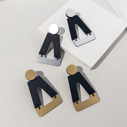 Tempio Silver and Matte Black Statement Earrings - Mingled