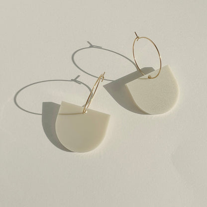 Arch Dangle Hoop - Matte Ivory Beige - Mingled