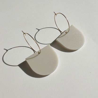 Arch Dangle Hoop - Matte Ivory Beige - Mingled