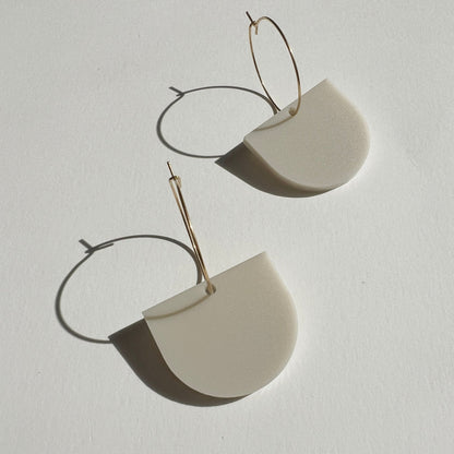 Arch Dangle Hoop - Matte Ivory Beige - Mingled