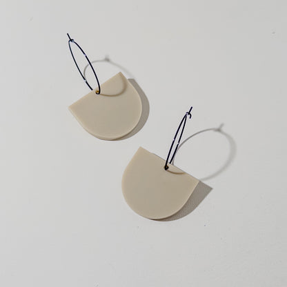 Arch Dangle Hoop - Matte Ivory Beige - Mingled