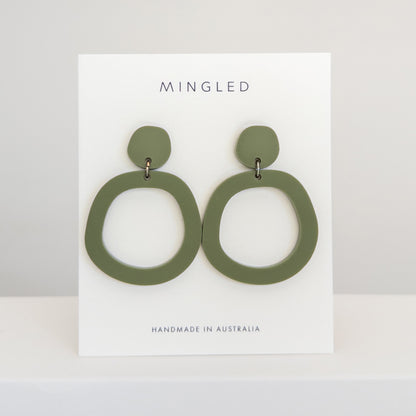 ALEXA Dangle Earrings - Matte Olive Green - Mingled