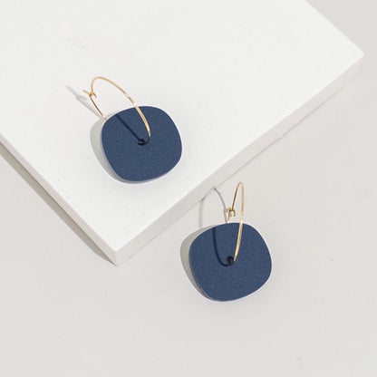 Aura Hoop Earrings - Matte Navy Blue - Mingled