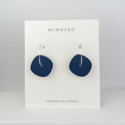 Aura Hoop Earrings - Matte Navy Blue - Mingled