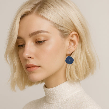 Aura Hoop Earrings - Matte Navy Blue - Mingled