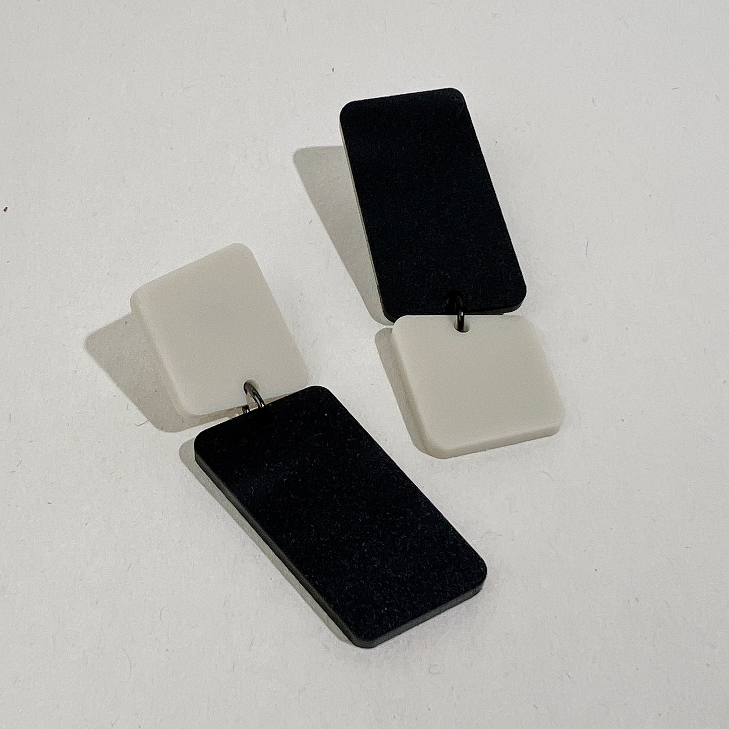 BAUHAUS Statement Earrings - Ivory Beige and Black