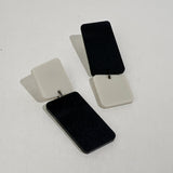 BAUHAUS Statement Earrings - Matte Back and Ivory Beige