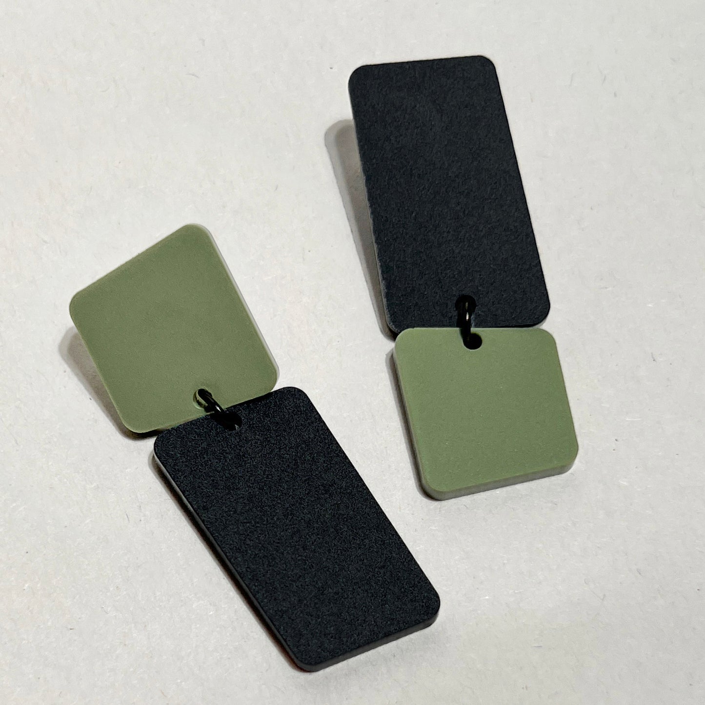 BAUHAUS Statement Earrings - Olive Green and Black