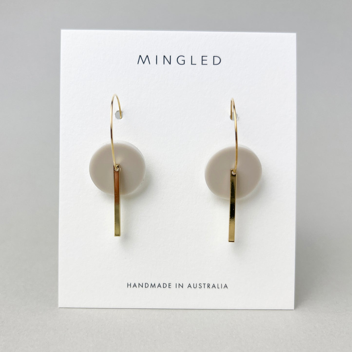 Gold Bar Hoop - Ivory Beige