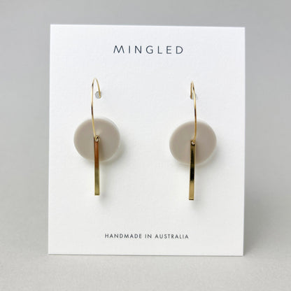 Gold Bar Hoop - Ivory Beige - Mingled