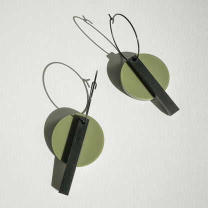Black Bar Hoop - Matte Olive Green and Matte Black - Mingled