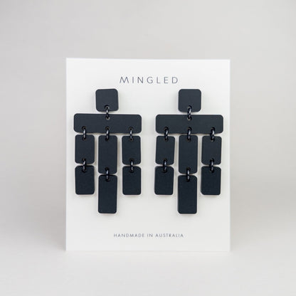 Chandelier Earrings - Black - Mingled