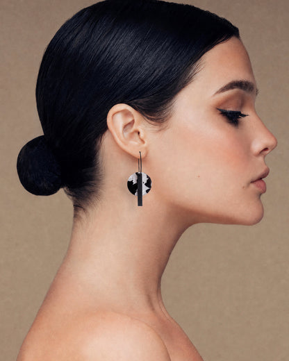 Black Bar Hoop - Black and White Pearl
