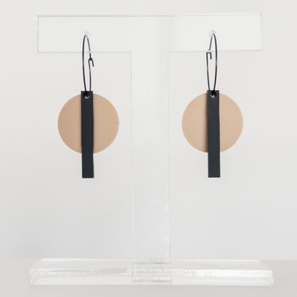 Black Bar - Matte Black and Latte Dangle Hoops - Mingled