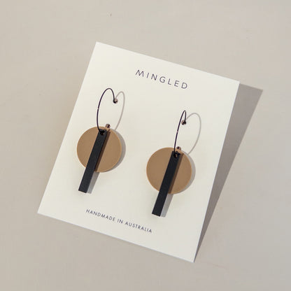 Black Bar - Matte Black and Latte Dangle Hoops - Mingled