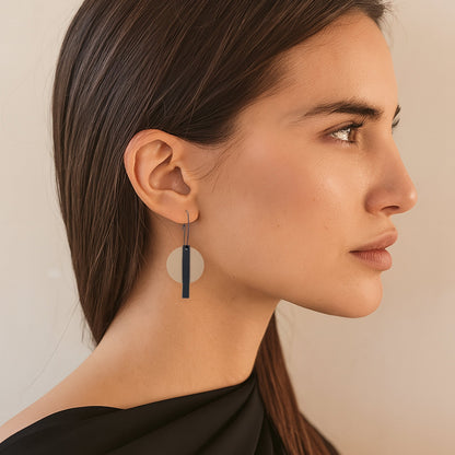 Black Bar - Matte Black and Latte Dangle Hoops - Mingled