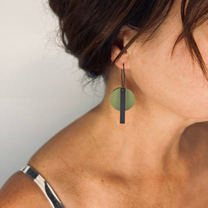 Black Bar Hoop - Matte Olive Green and Matte Black - Mingled