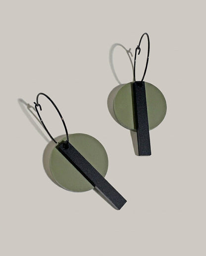 Black Bar Hoop - Matte Olive Green and Matte Black - Mingled