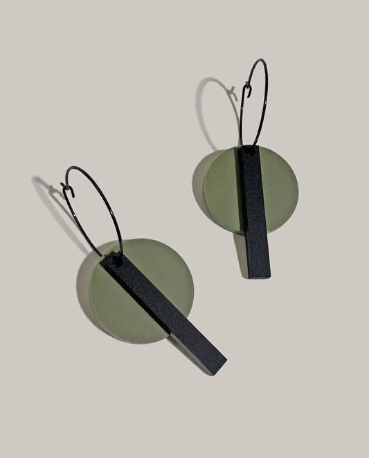 Black Bar Hoop - Matte Olive Green and Matte Black - Mingled