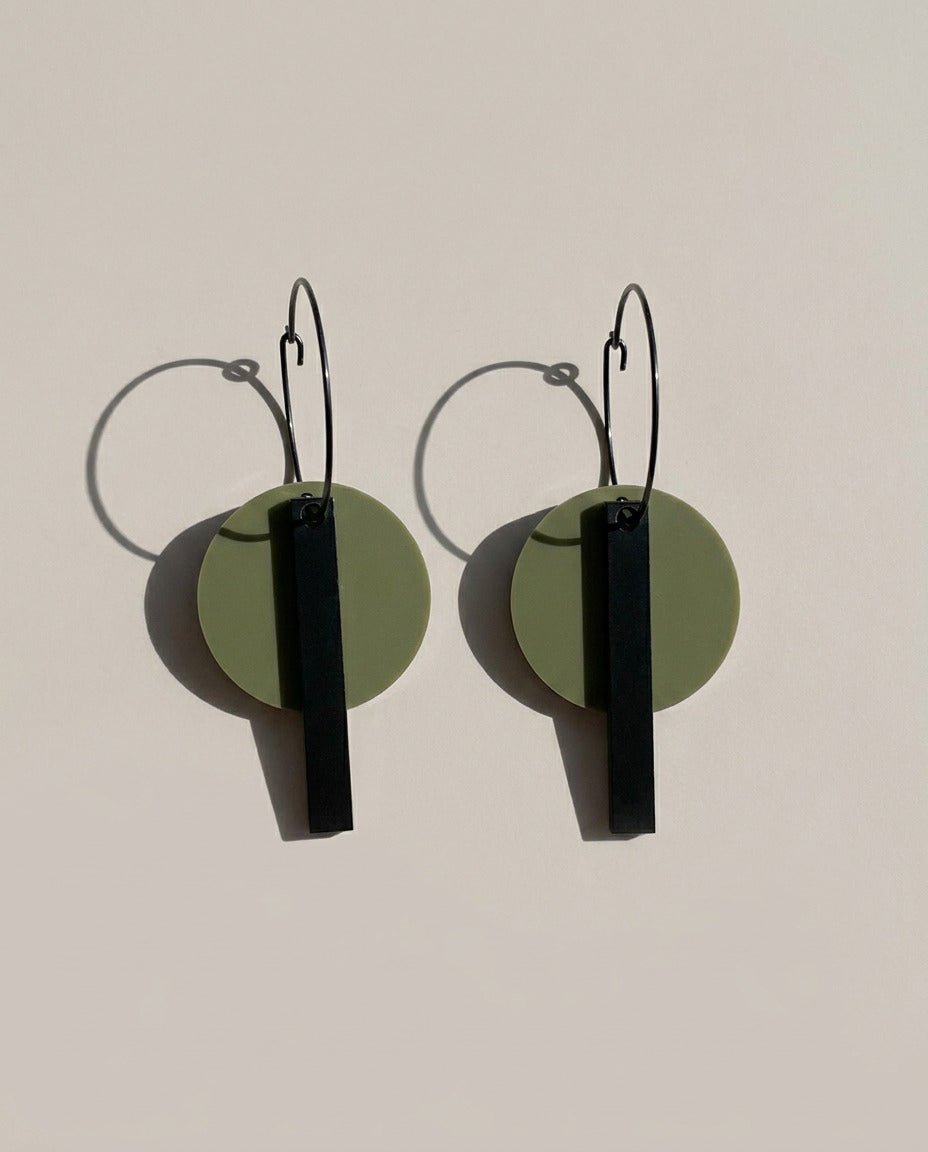 Black Bar Hoop - Matte Olive Green and Matte Black - Mingled