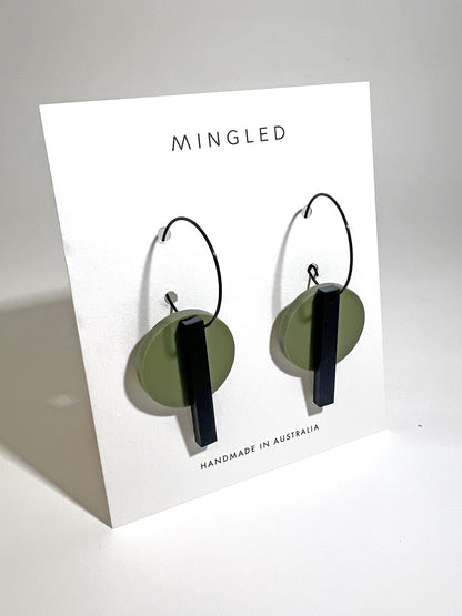 Black Bar Hoop - Matte Olive Green and Matte Black - Mingled