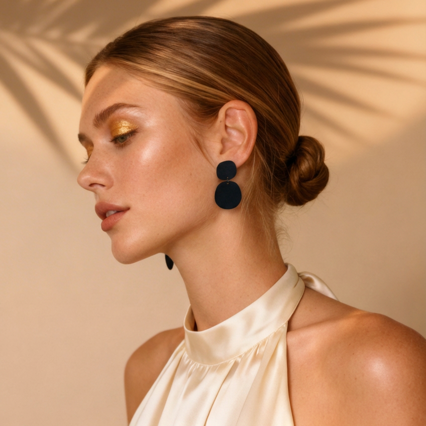 Boulder Statement Dangle Earrings - Matte Black