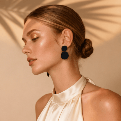 Boulder Statement Dangle Earrings - Matte Black - Mingled