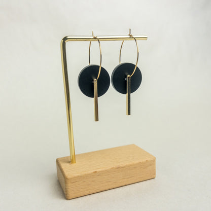 Gold Bar Hoop Dangle - Black - Mingled
