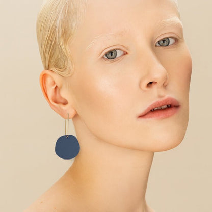 Organic Dangle - Matte Denim Blue Earrings - Mingled