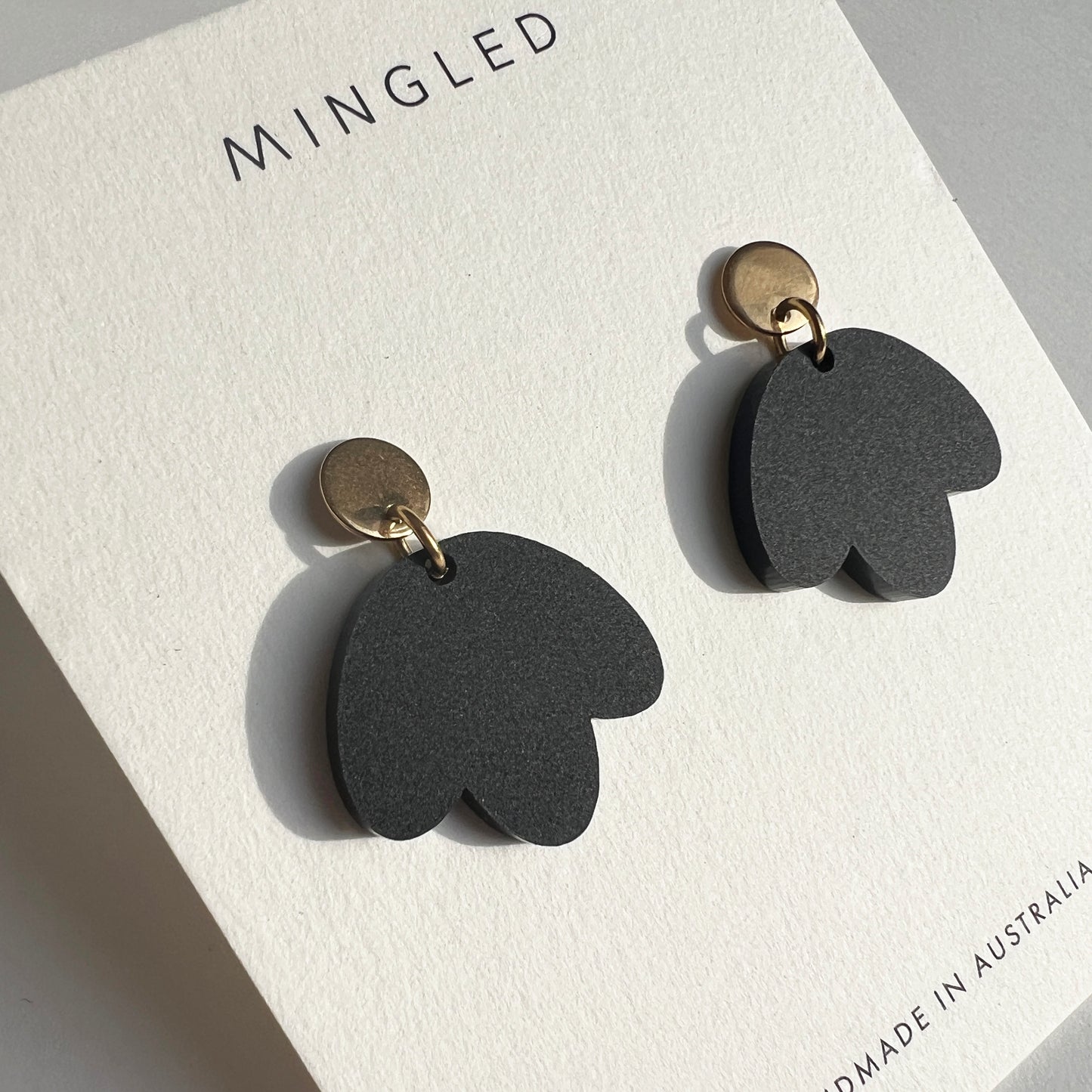 Bloom Dangle Earrings - Matte Black and Gold