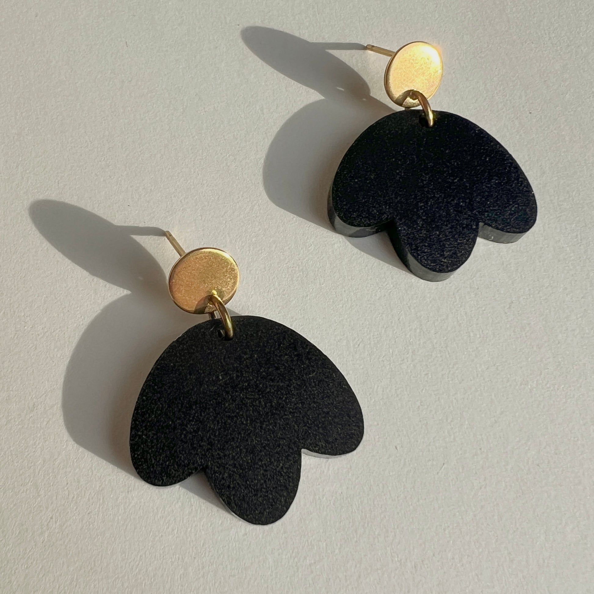 Bloom Black and Gold Minimalist Dangle Earrings