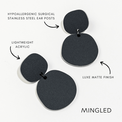 Boulder Statement Dangle Earrings - Matte Black - Mingled