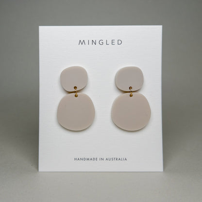 Boulder Statement Dangles - Matte Ivory Beige - Mingled