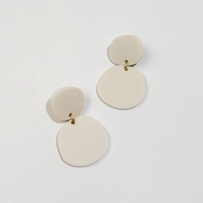 CLIP ON Boulder Statement Dangles - Ivory Beige - Mingled
