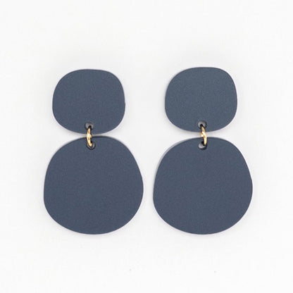 Boulder Matte Denim Navy Dangle Earrings - Mingled