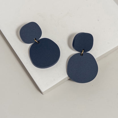Boulder Matte Denim Navy Dangle Earrings - Mingled
