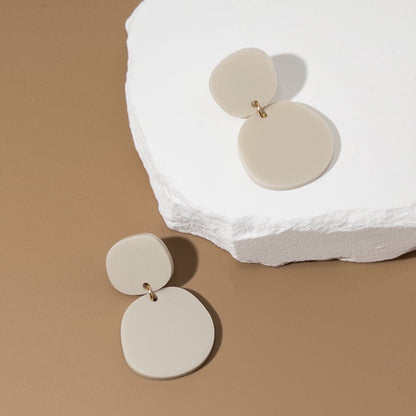 CLIP ON Boulder Statement Dangles - Ivory Beige - Mingled