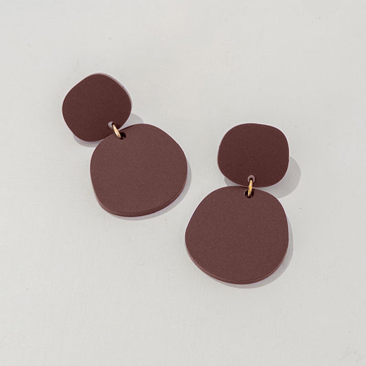 Boulder Statement Dangle Earrings - Merlot - Mingled