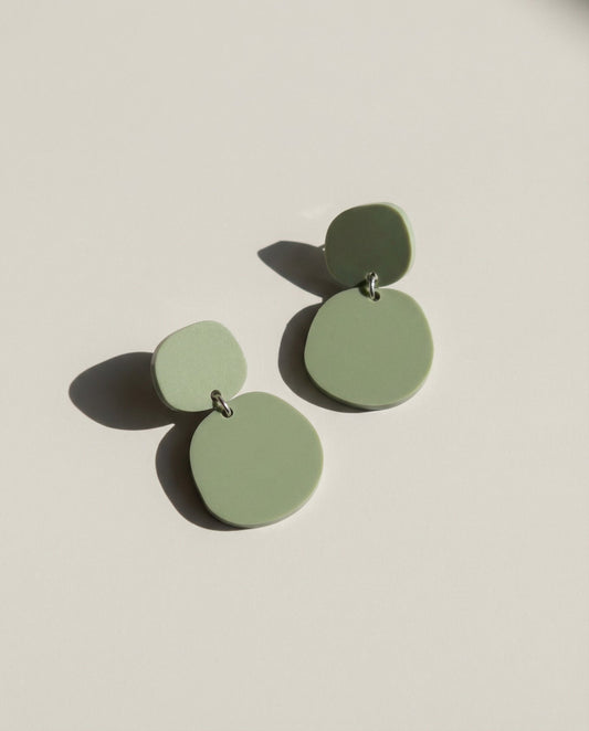 Boulder Statement Dangles - Matte Olive Green - Mingled