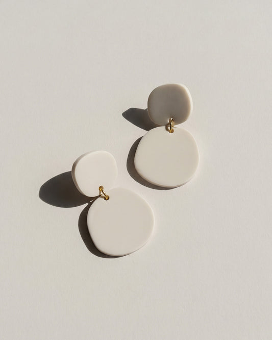 Boulder Statement Dangles - Matte Ivory Beige