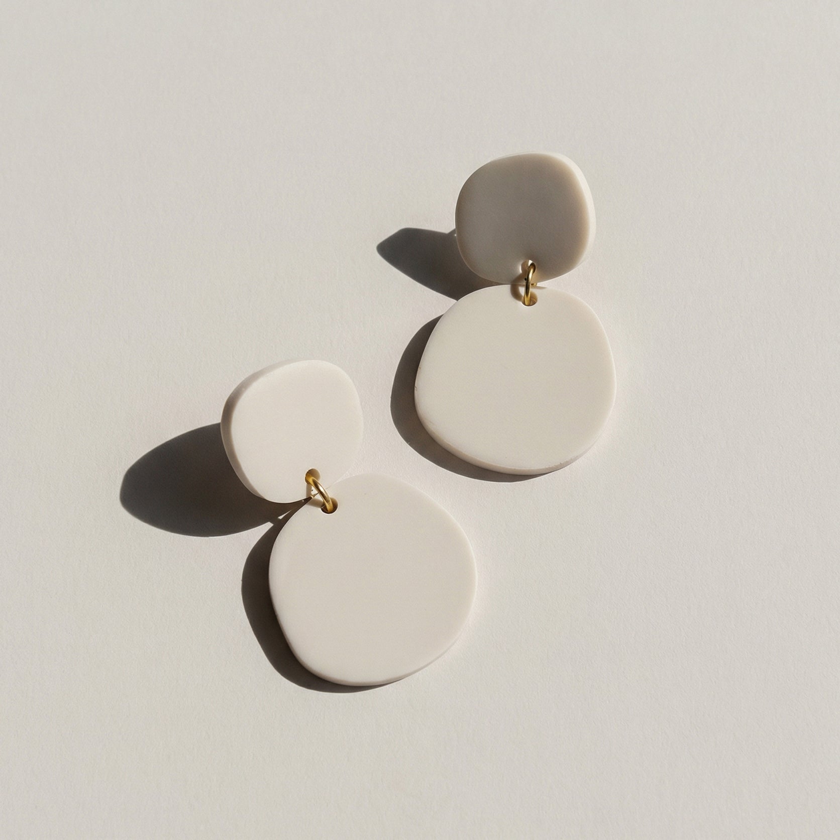 Boulder Statement Dangles - Matte Ivory Beige - Mingled