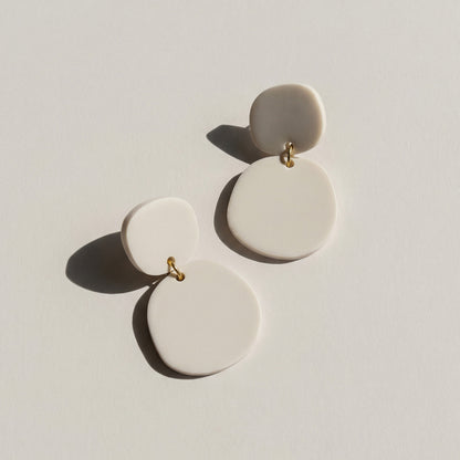Boulder Statement Dangles - Matte Ivory Beige - Mingled