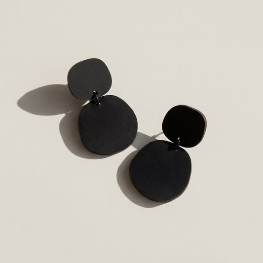 Boulder Statement Dangle Earrings - Matte Black - Mingled