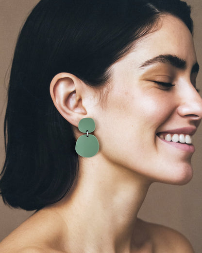 Boulder Statement Dangles - Matte Olive Green - Mingled