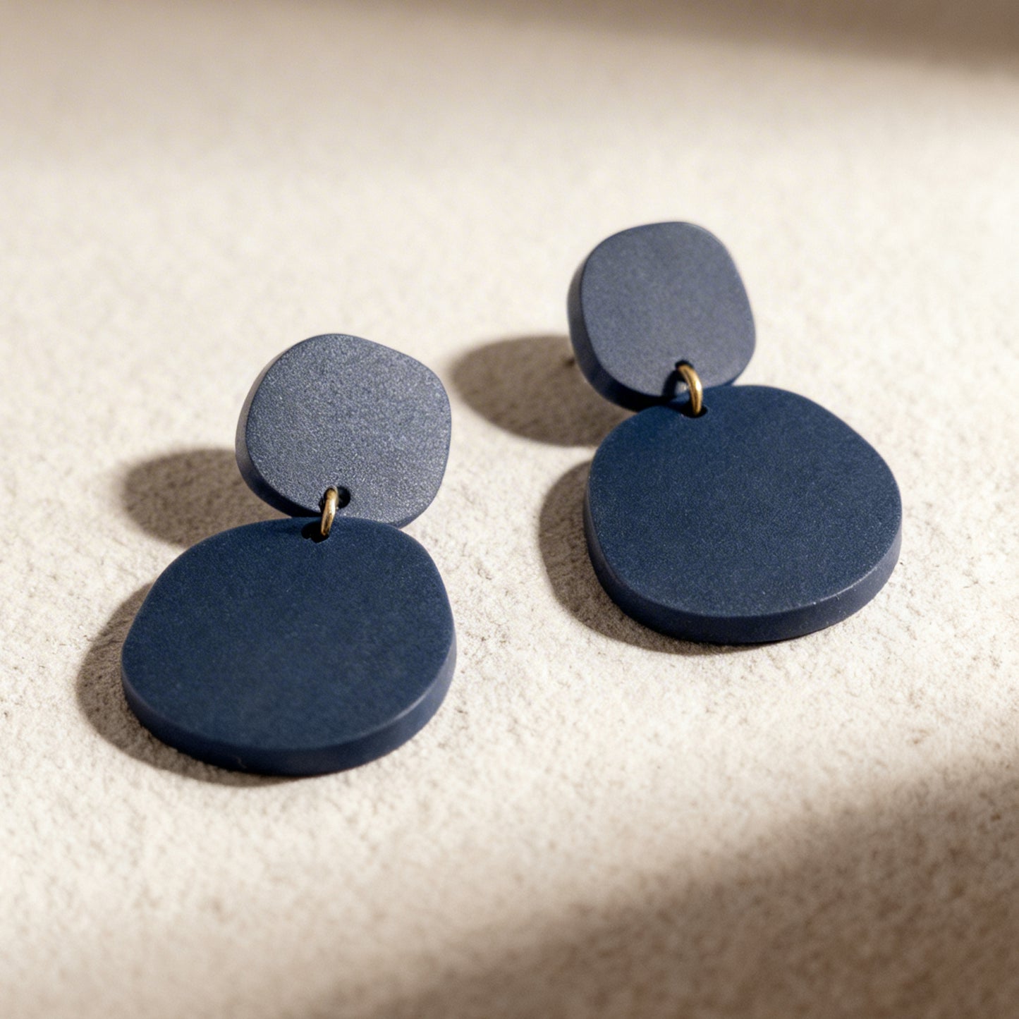 Boulder Matte Denim Navy Dangle Earrings