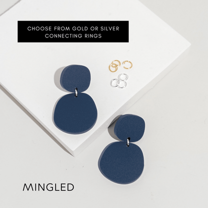 Boulder Matte Denim Navy Dangle Earrings - Mingled