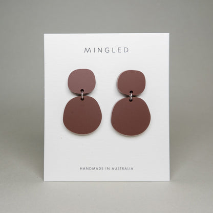 Boulder Statement Dangles - Matte Nutmeg Brown - Mingled